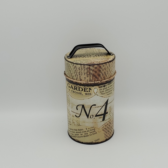 Last One! Food Safe Tin Canister Set Rustic Newsprint - Picture 6 of 6